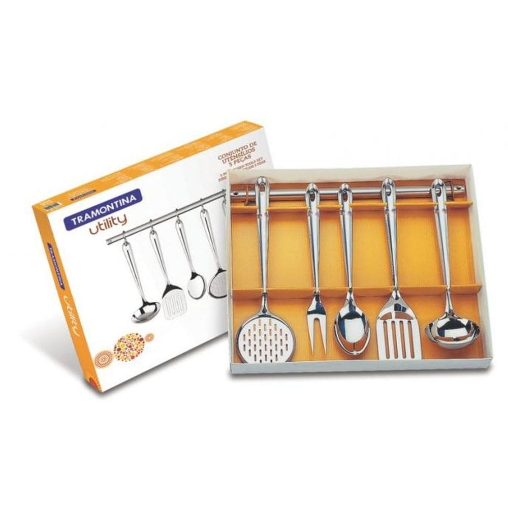 Jogo utensílios aço inox 6pçs utility tramontina