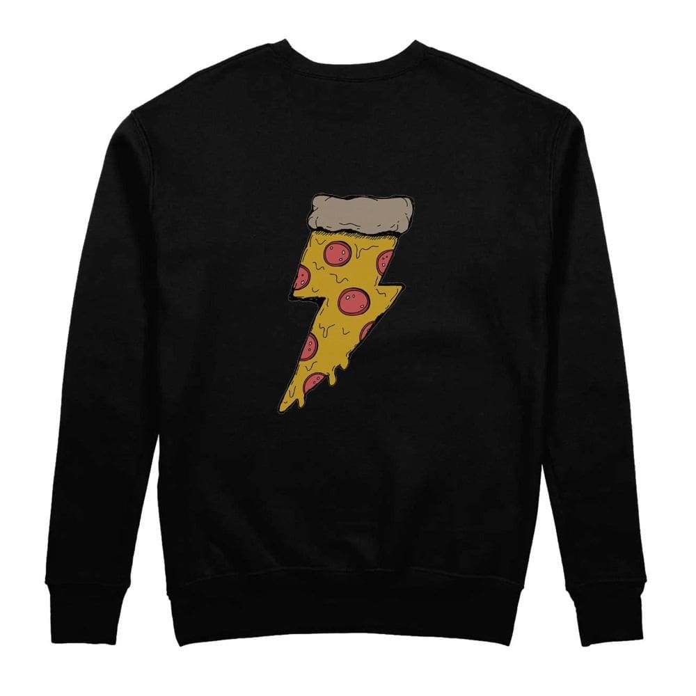 Blusa Moletom Flanelada Estampa Pizza Estilosa Gola Redonda Abrigo de Frio Sem Bolso Slim