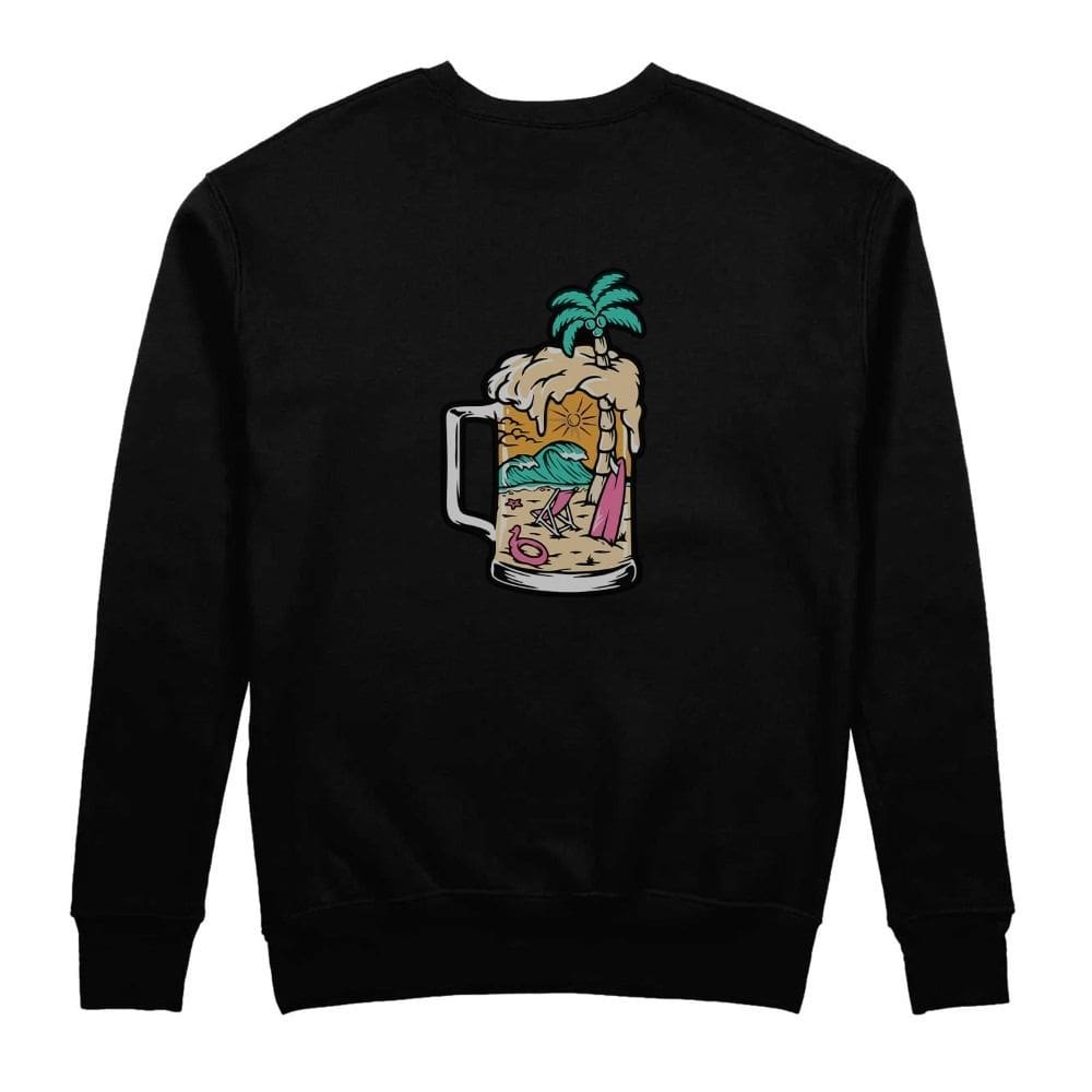 Moletom de Frio Gola Careca Flanelado Estampa Copo Praia Modelo Confortavel Premium Inverno