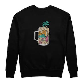 Moletom de Frio Gola Careca Flanelado Estampa Copo Praia Modelo Confortavel Premium Inverno