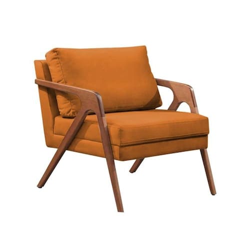 imagem-Kit 2 Poltronas Decorativa Mona Luxo Veludo Terracota Base Madeira Maciça - Marrom