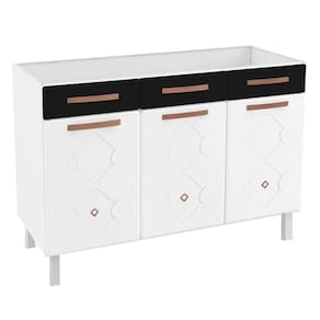 Balcão de Cozinha Aço Mirage New 3 Portas 2 Gavetas Branco/Preto - Telasul