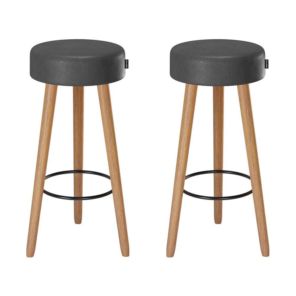 Kit 2 Banquetas Londres Alta 70cm Estofada Preto - Salaone