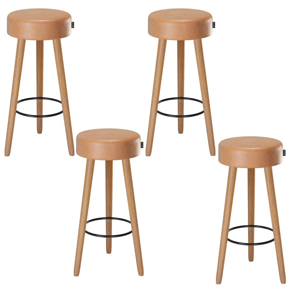 Kit 4 Banquetas Londres Alta 70cm Estofada Amarula - Salaone