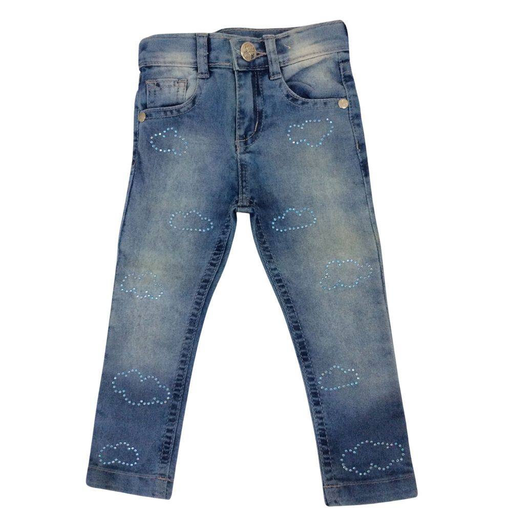 Calça jeans infantil skinny menina Mon Sucrê azul