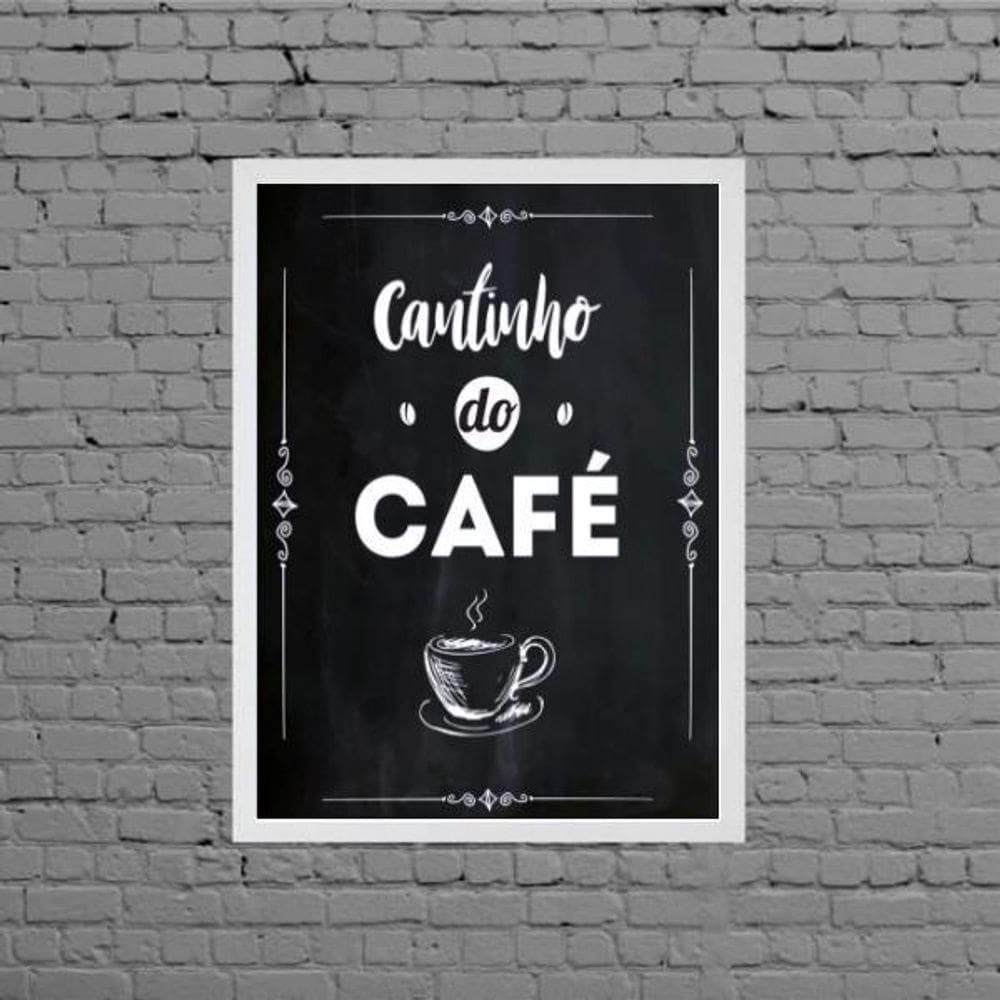 Quadro Escrito Cantinho Do Café 24X18Cm Branca