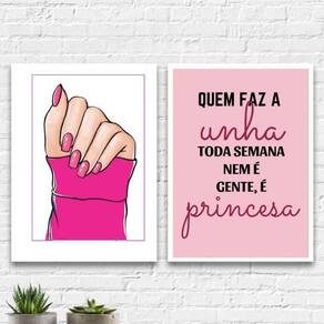 Kit 2 Quadros Quem Faz A Unha Toda Semana É 33X24Cm Branca