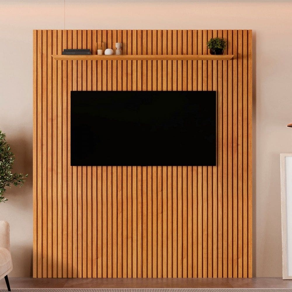 Painel para TV Até 75 Polegadas Paris Ripado 1 Prateleira Naturalle - Mavaular