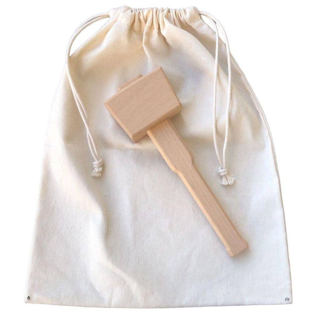 Triturador Gelo Saco Bolsa Lona Martelo Madeira Barman Drink
