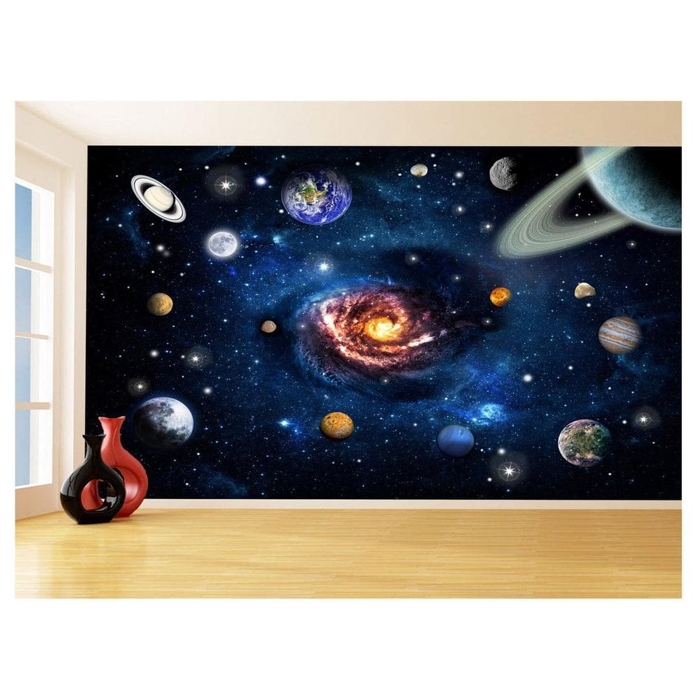 Papel De Parede 3D Espaço Estrelas Planetas 3,5M Nsp201