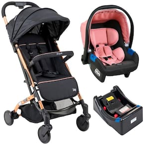 Carrinho Zap Preto Cobre Com Bebê Conforto Touring X E Base