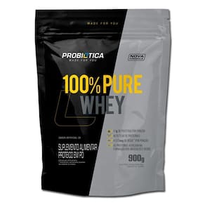 Whey 100% pure 900g - probiótica - refil iogurte de morango