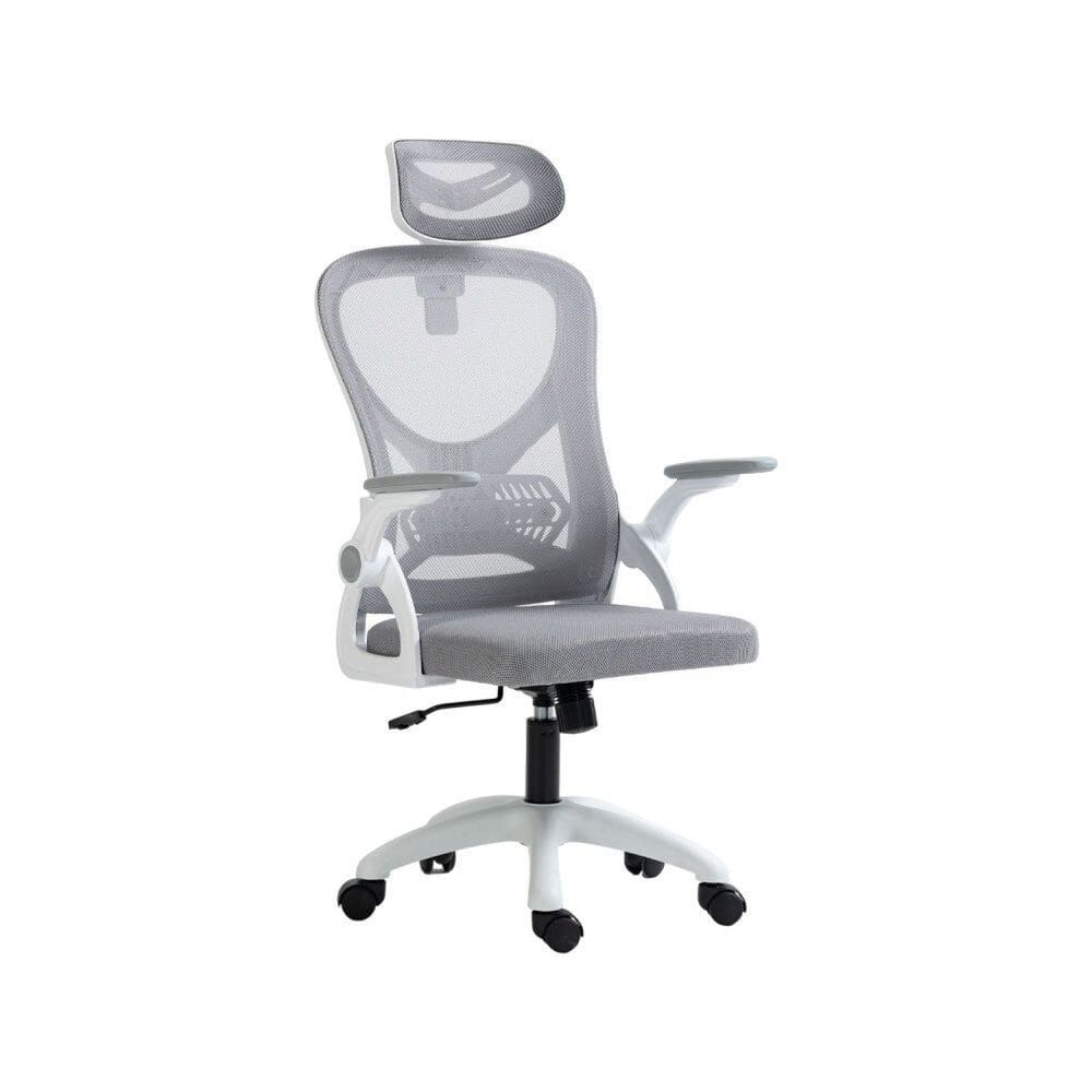 Cadeira para Escritório Office Columbus Branca com Tela Mesh Branco/Cinza