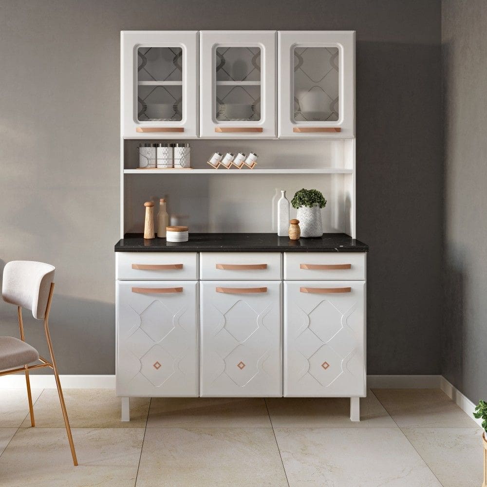 Armário de Cozinha Aço Mirage New 6 Portas 3 Gavetas Branco - Telasul