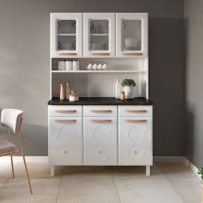 Armário de Cozinha Aço Mirage New 6 Portas 3 Gavetas Branco - Telasul