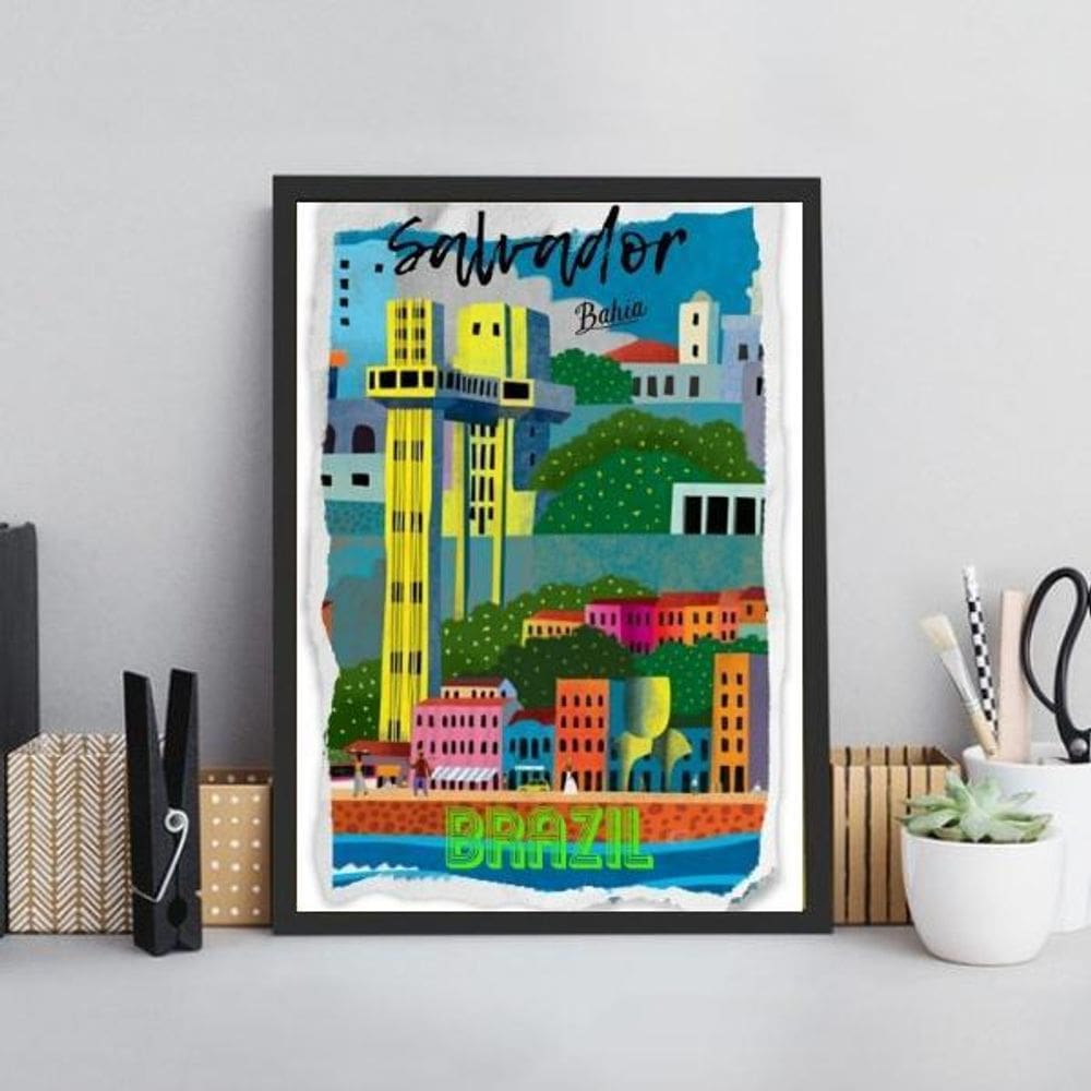 Quadro Poster Cidade De Salvador 24X18Cm