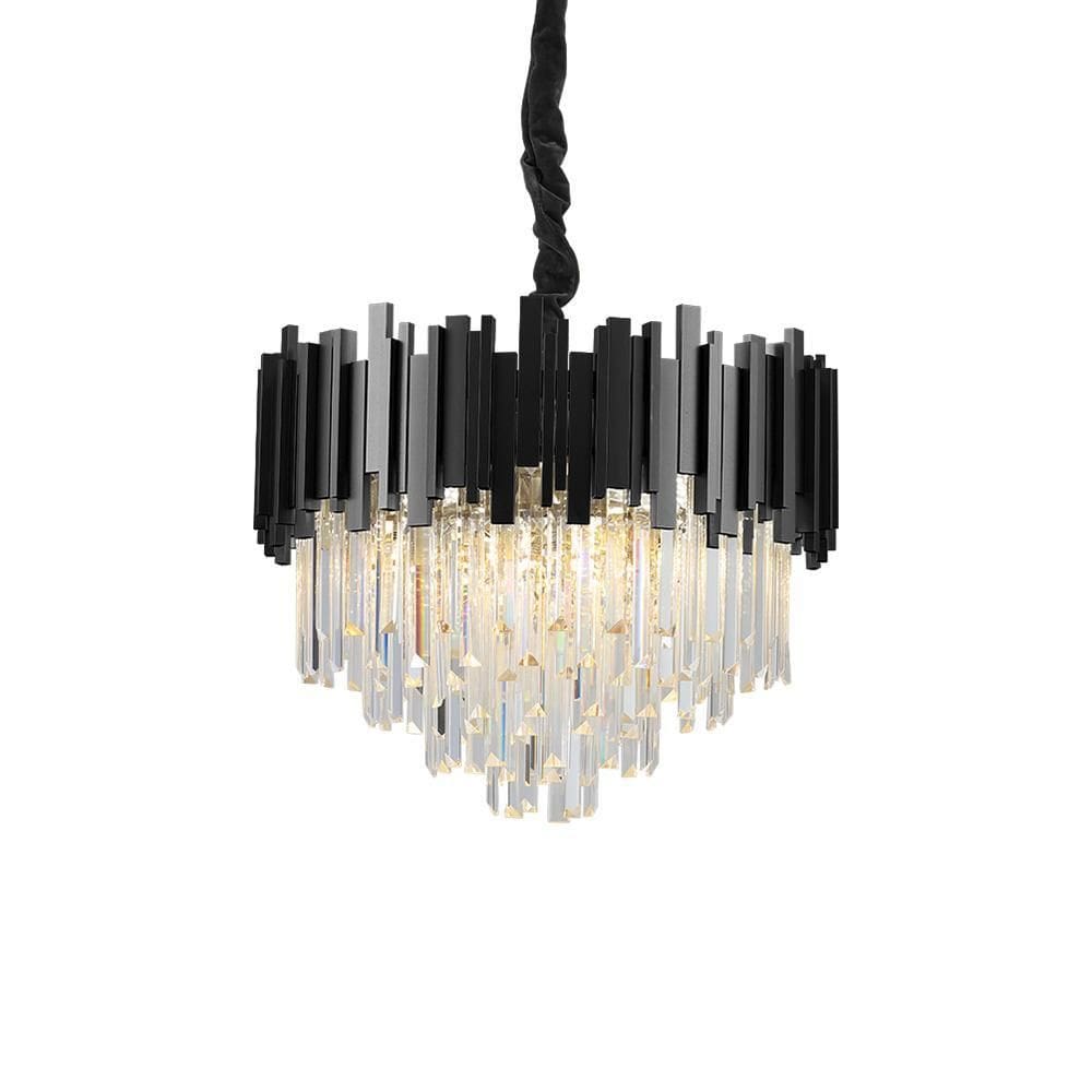Lustre pendente 8 lâmpadas alumínio e cristal k9