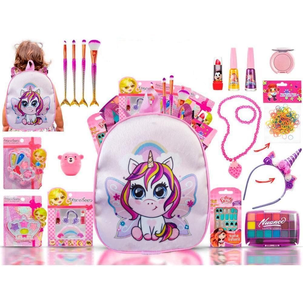 Kit maquiagem infantil com mochila completo bz135