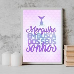 Quadro Sereia Busque Seus Sonhos 24X18Cm Branca