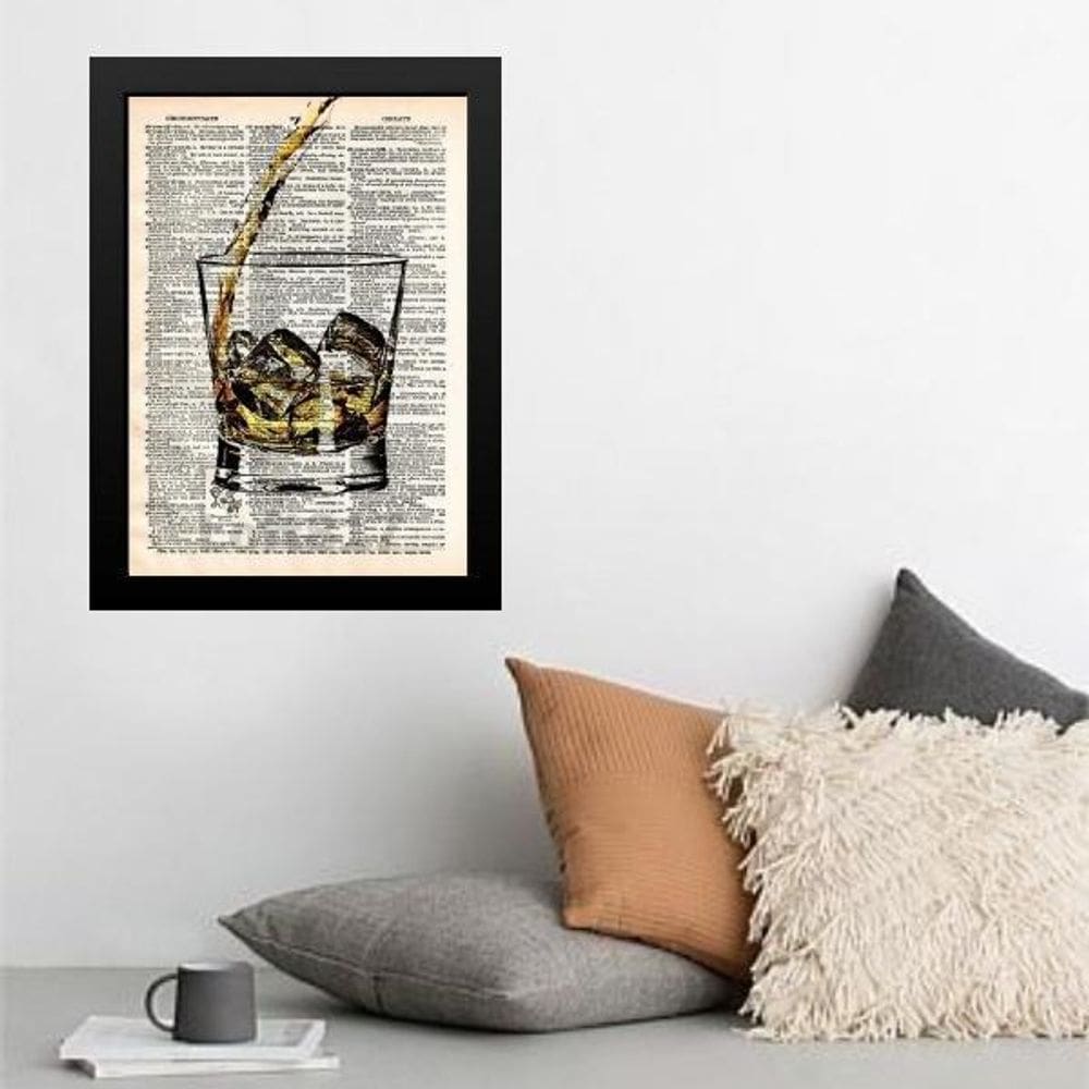 Quadro Vintage Copo De Whisky 45X34Cm