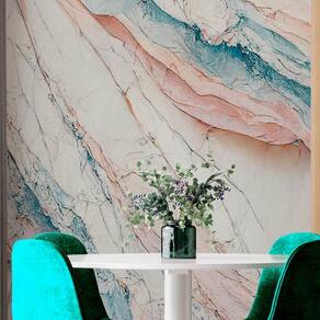 Papel de parede painel 3d mármore rosa e azul brilhoso 2m