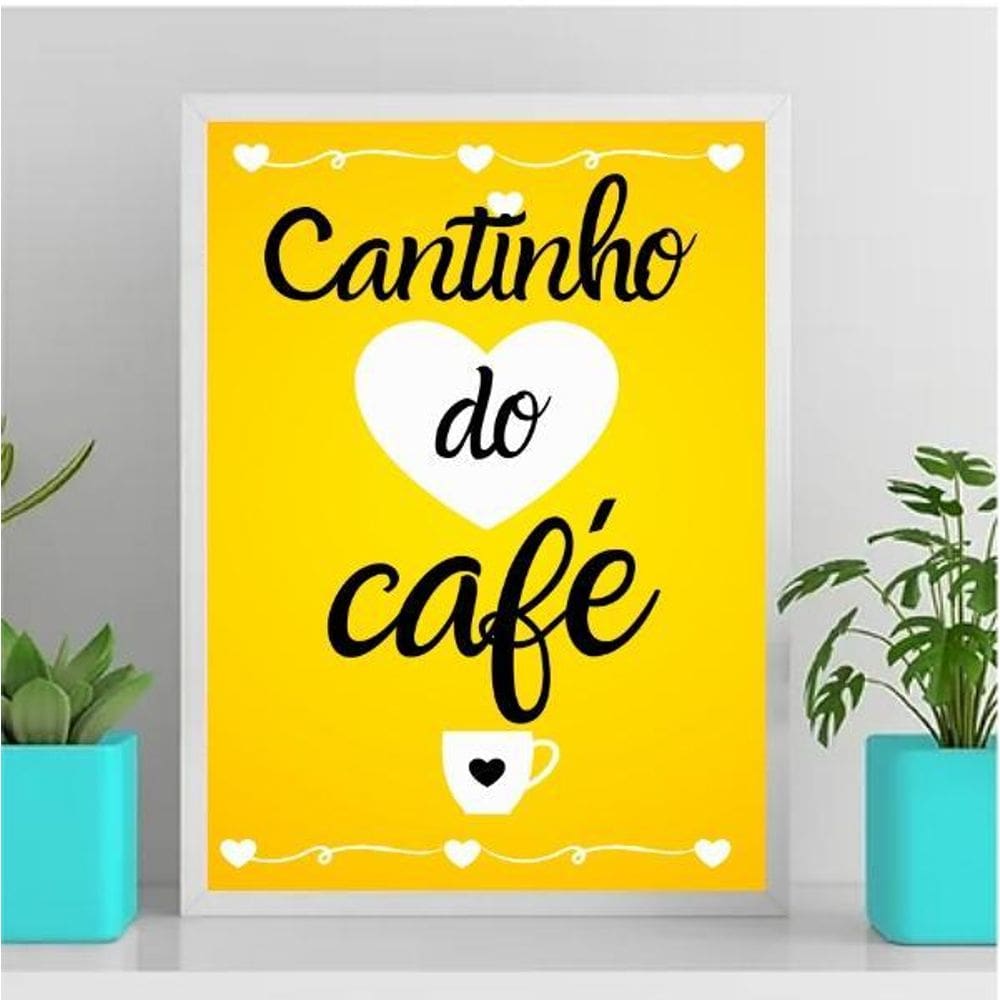 Quadro Cantinho Do Café Amarelo 24X18Cm Branca