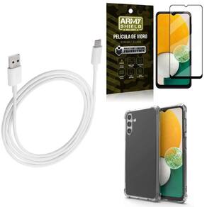 Kit capinha samsung a13 5g + cabo usb tipo c 2m +película 3d
