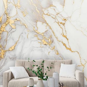 Papel de parede painel 3d mármore branco com ouro 3m