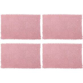 4 tapetes bolinha antiderrapante macio para banheiro rosa