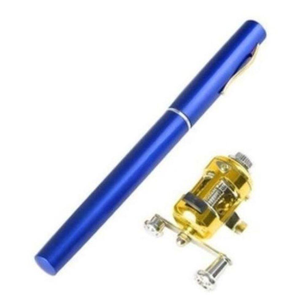 Mini Vara De Pesca Telescópica Caneta Com Carretilha - Azul