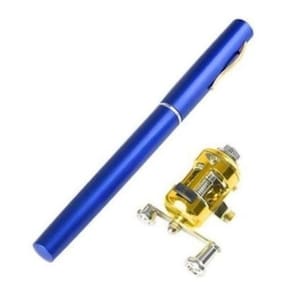 Mini Vara De Pesca Telescópica Caneta Com Carretilha - Azul