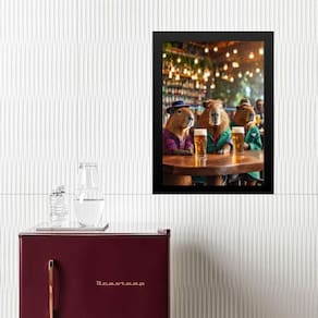 Quadro Amigos Capivaras No Bar 45X34Cm - Com Vidro