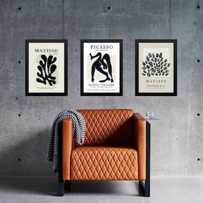 Kit 3 Quadros Matisse Picasso Preto E Nude 24X18Cm