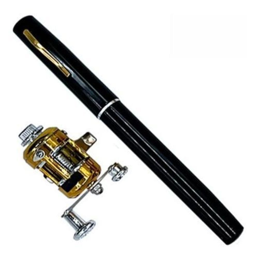 Mini Vara De Pesca Telescópica Caneta Com Carretilha - Preto