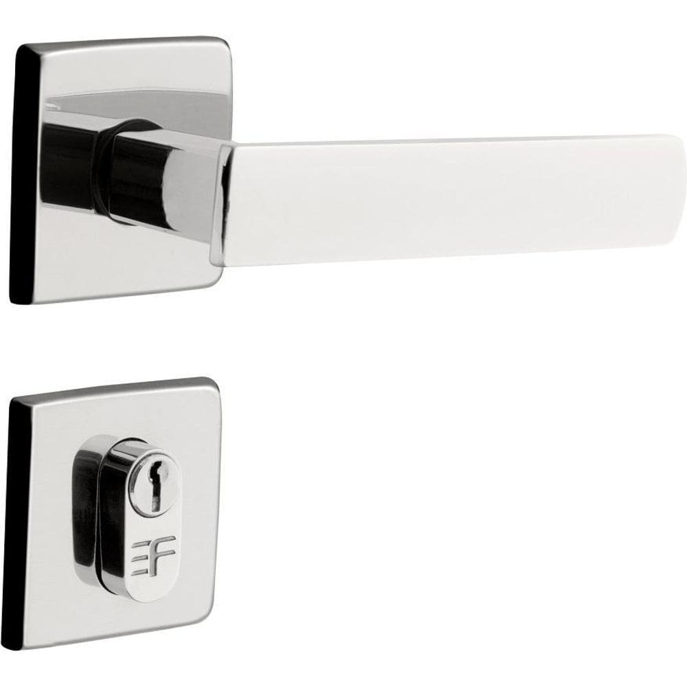 Fechadura interna 3f design roseta quadrada cromada 40mm