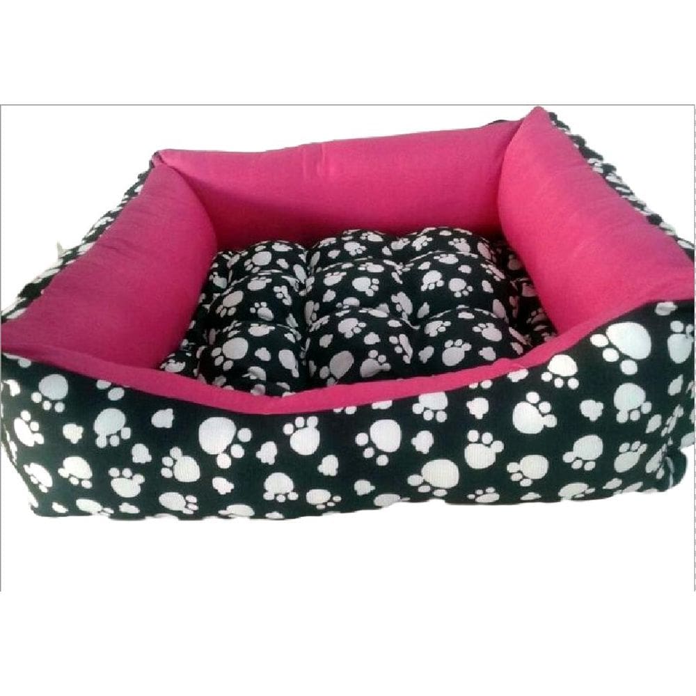 Cama pet 60cm x 60cm cachorro porte médio pata pink