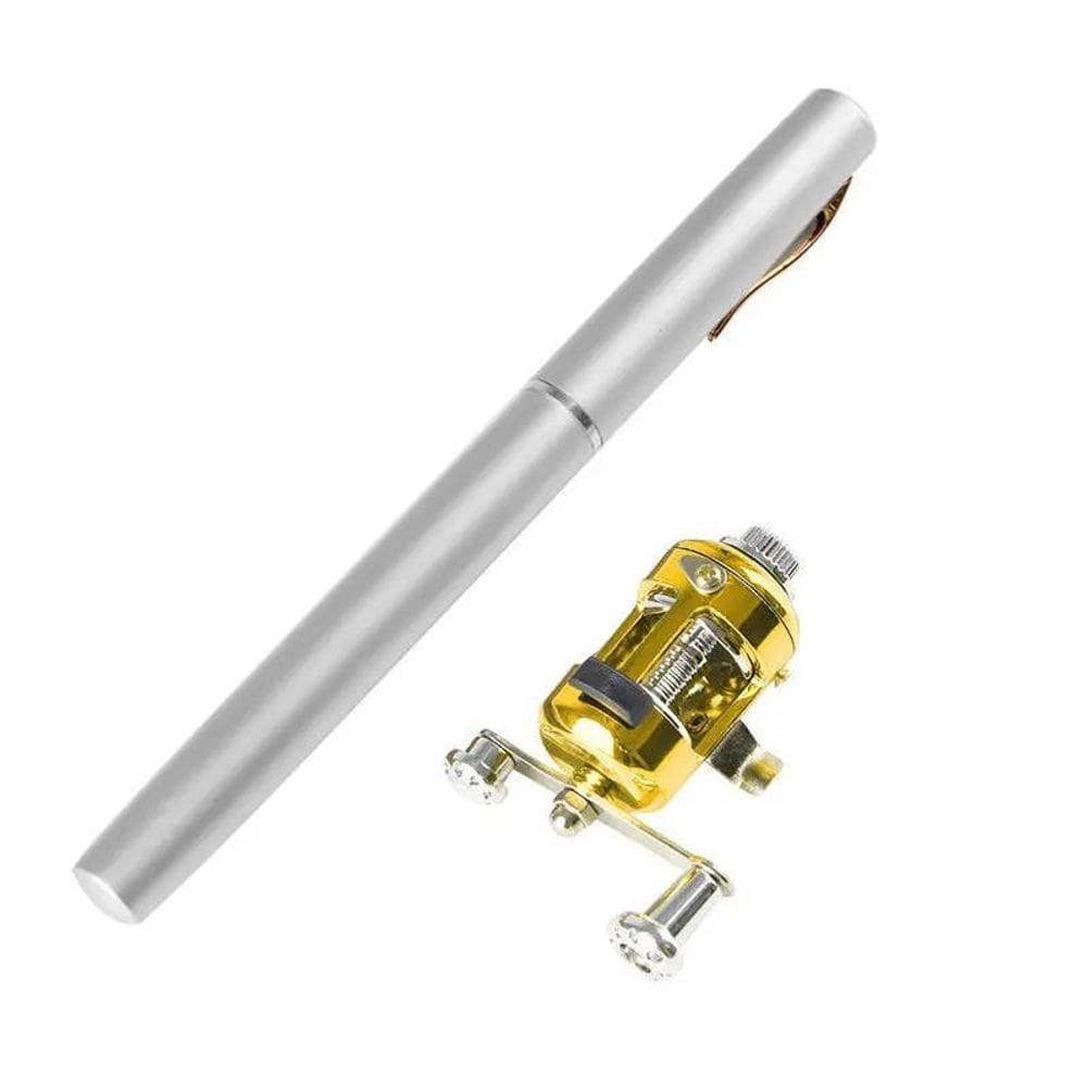 Mini Vara De Pesca Telescópica Caneta Carretilha-Prateado