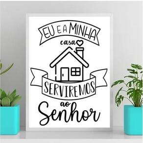 Quadro A Casa E Eu Serviremos Ao Senhor 24X18Cm - Com Vidro