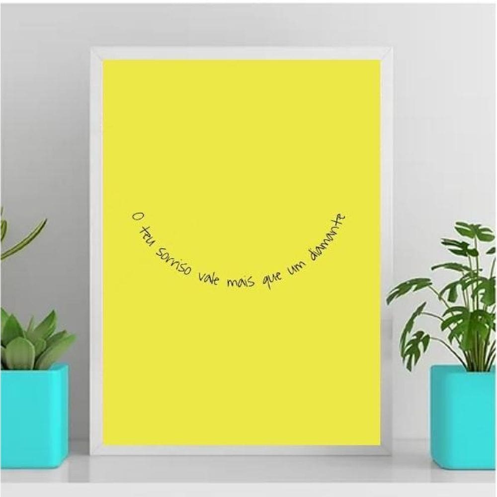 Quadro O Teu Sorriso Vale Mais Que 24X18Cm Vidro Branca