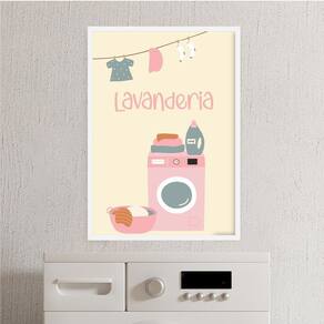 Quadro Decorativo De Lavanderia 33X24Cm Branca