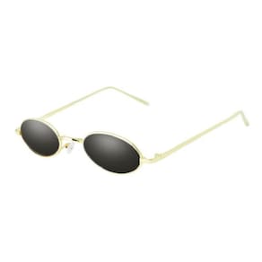 Óculos oval pequeno trap hype retro preto/dourado fino