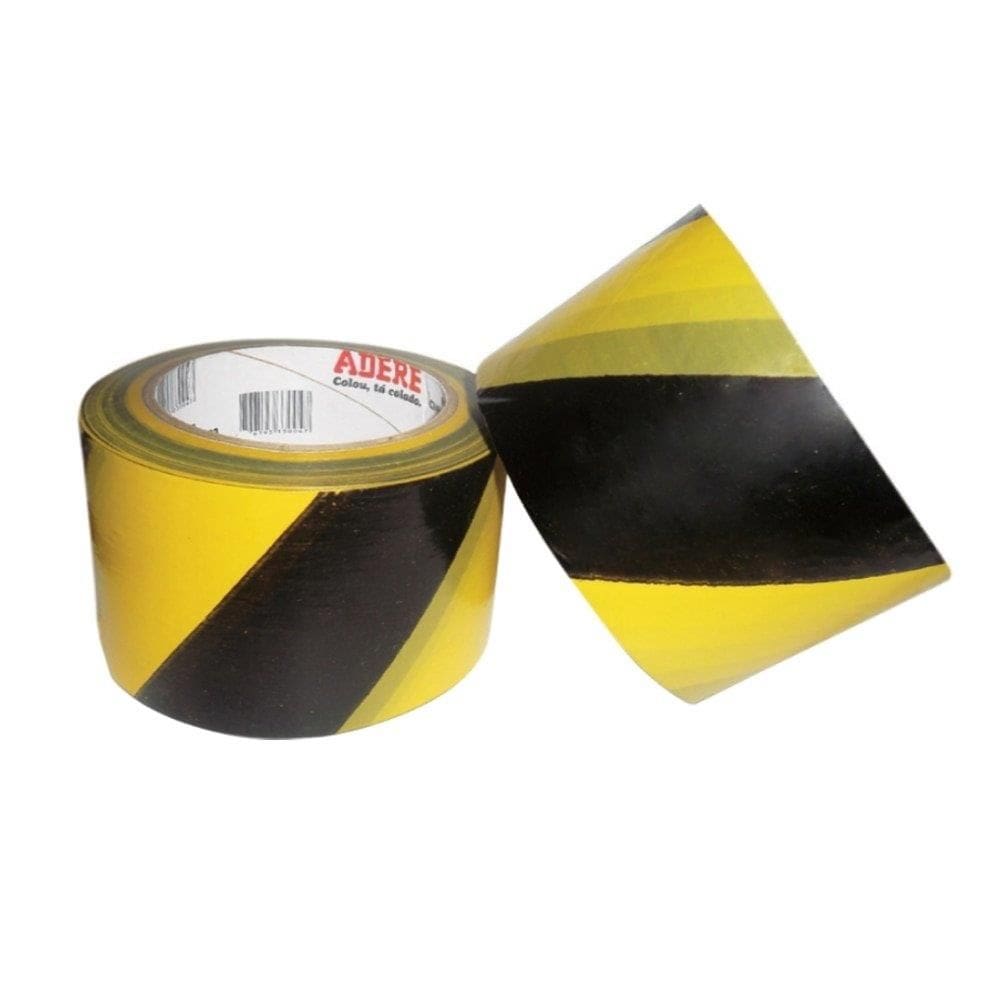 Fita Demarcação de Área Adere Zebrada Preto/Amarelo 70mmX200m