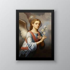 Quadro decorativo arcanjo gabriel 33x24cm - madeira preta
