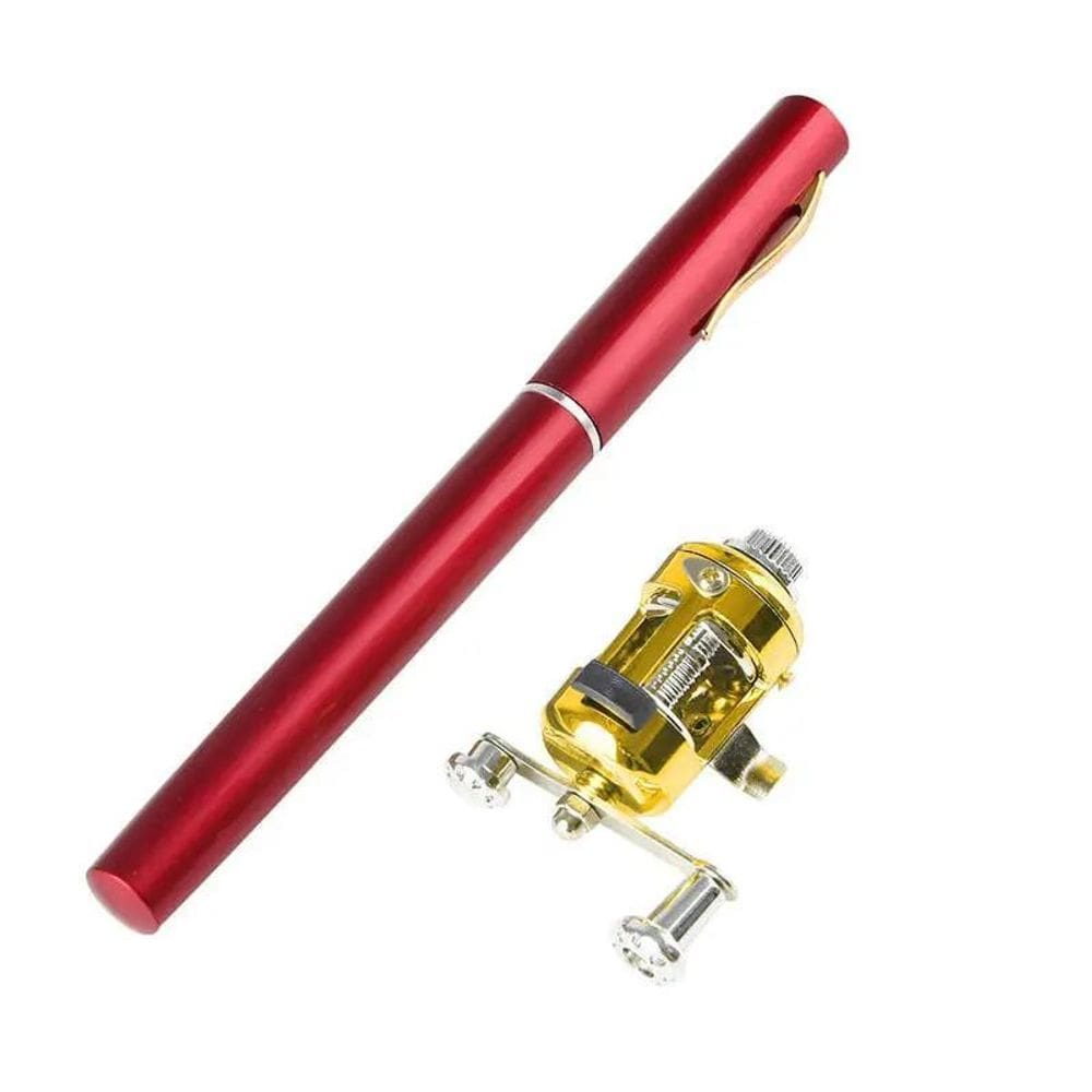 Mini Vara De Pesca Telescópica Caneta Carretilha-Vermelho