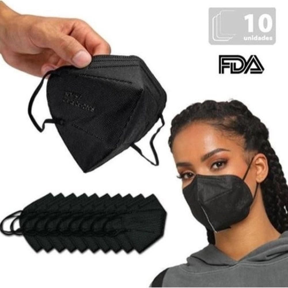 Kit máscaras kn95 n95 preta de proteção facial ffp2