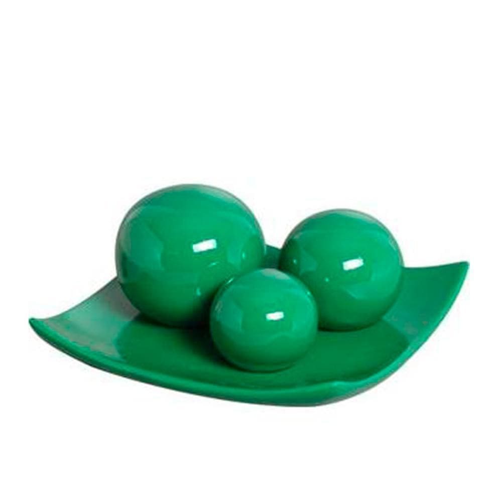 Centro de mesa prato 3  em cerâmica decor - verde