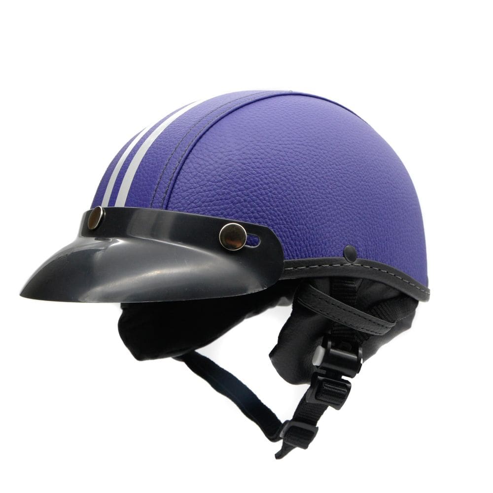 Capacete coquinho scooter moto elétrica bike couro roxo