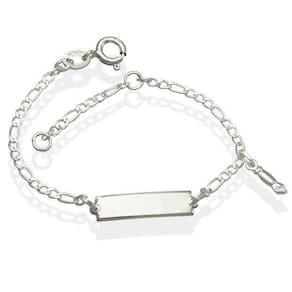 Pulseira De Prata Infantil Chapa Lisa Com Figuinha 12Cm