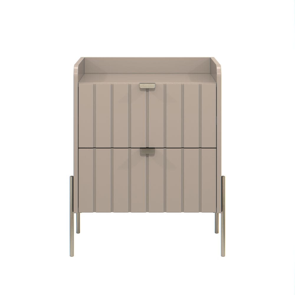 mesinha de cabeceira moriah 45cm conect com pe de ferro champagne para quarto casal