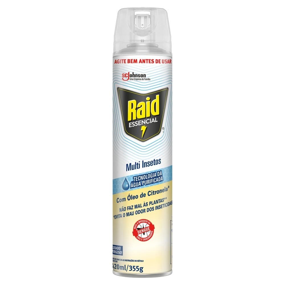 Aerossol Multi-Inseto Raid Com Oléo De Citronela Essencial 420Ml